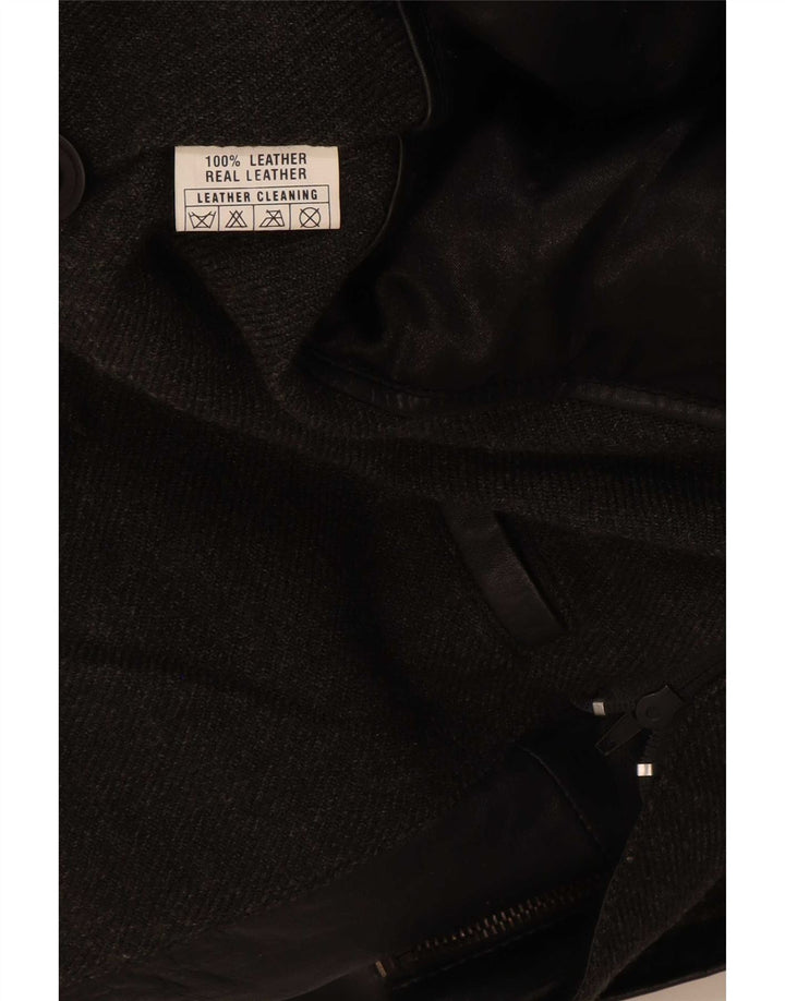 Giacca in pelle vintage da uomo UK 44 2XL Nera