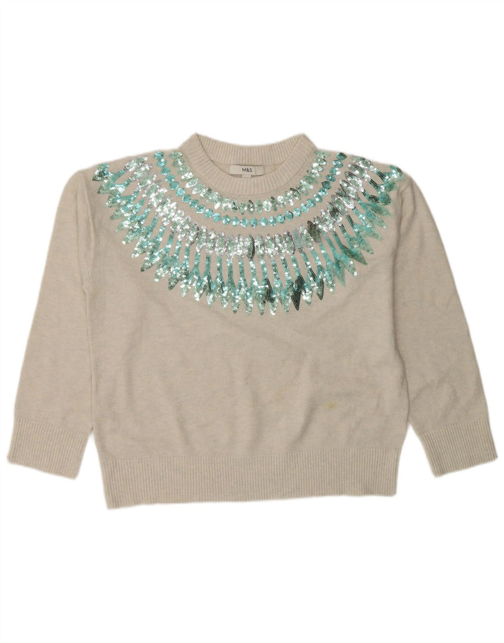 Maglione maglione girocollo da donna Marks & Spencer UK 14 Beige medio