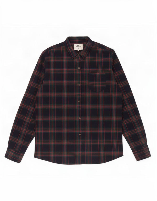 Bellfield Mens Flannel Shirt XL Navy Blue Check Cotton