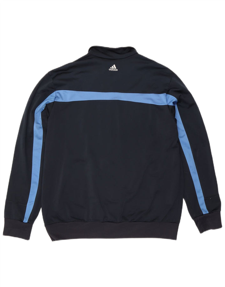 Giacca da ginnastica da uomo Adidas Large in poliestere color block blu navy