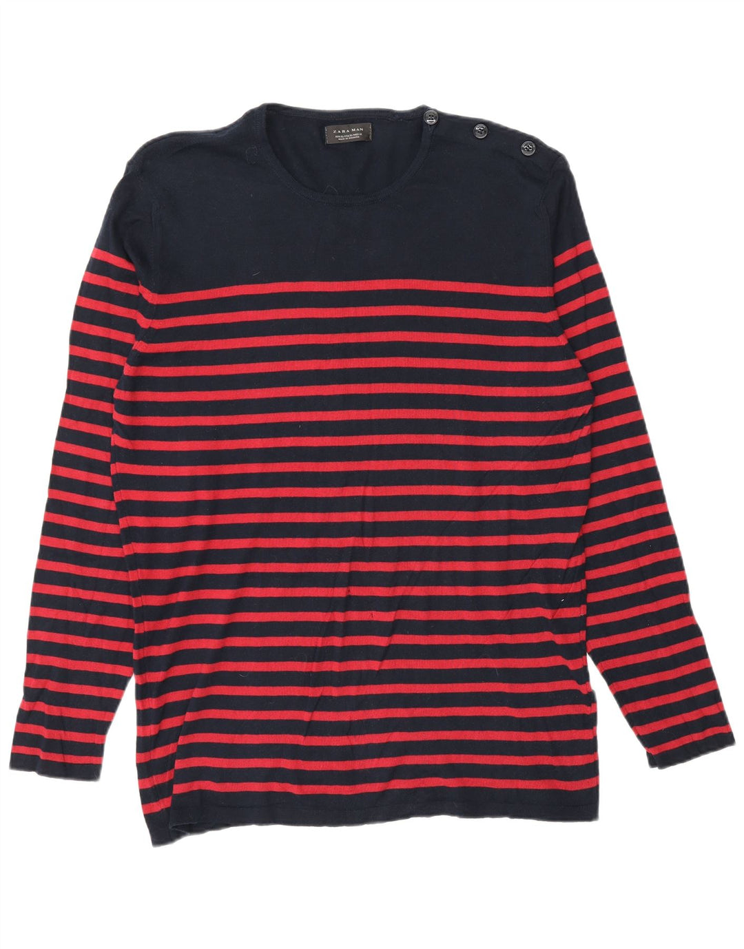 Maglione maglione girocollo da uomo Zara XL a righe blu navy