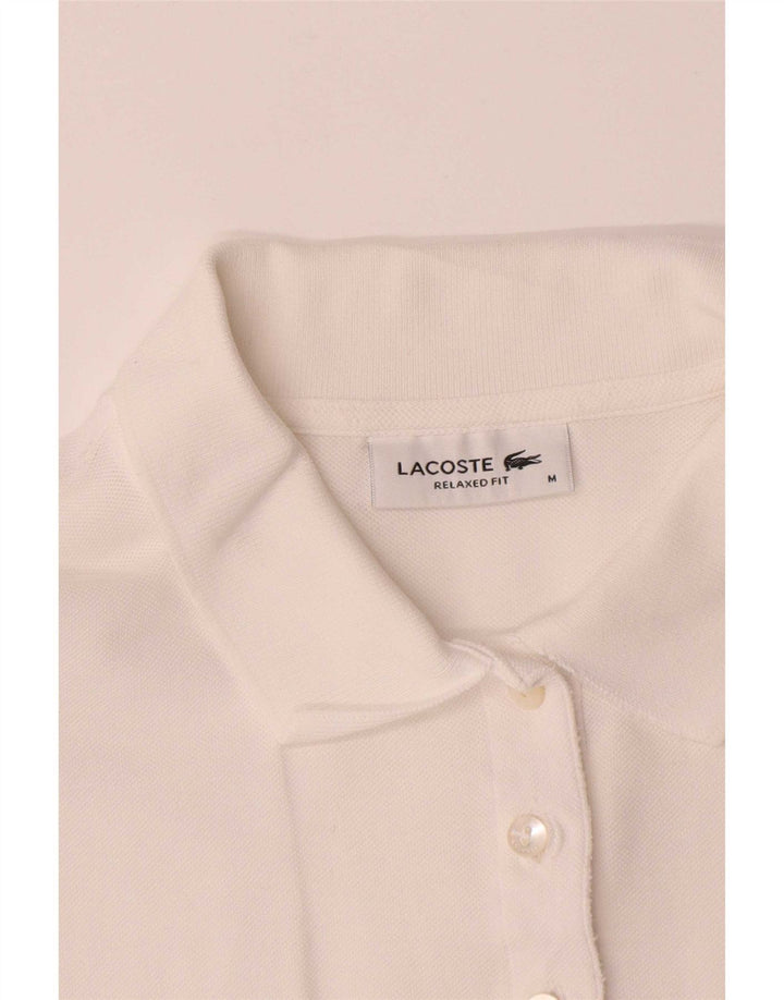 Polo da donna vestibilità rilassata Lacoste UK 14 cotone bianco medio
