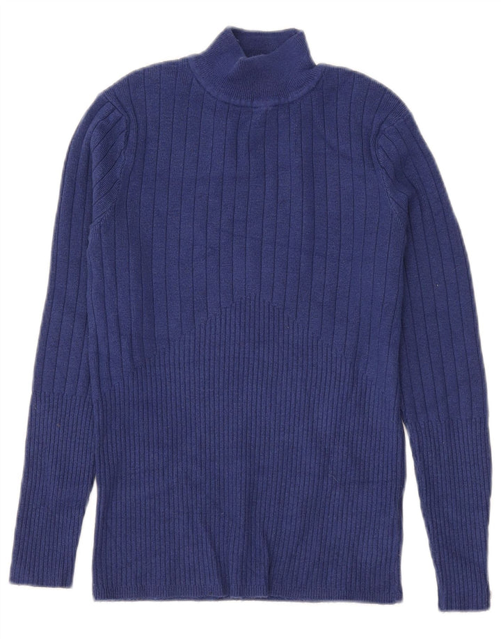 Maglione maglione a collo alto da donna Marks & Spencer UK 10 piccolo in viscosa blu