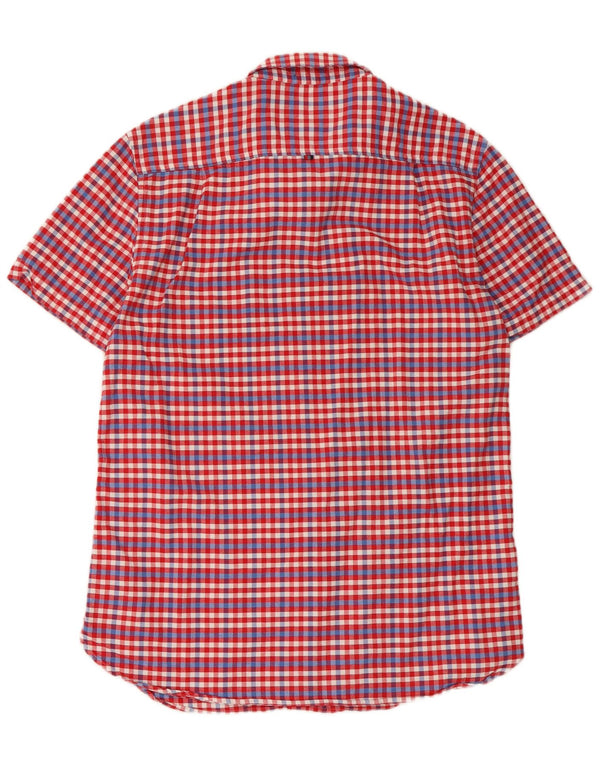 Camicia a maniche corte da uomo Superdry Large in cotone a quadretti rossi