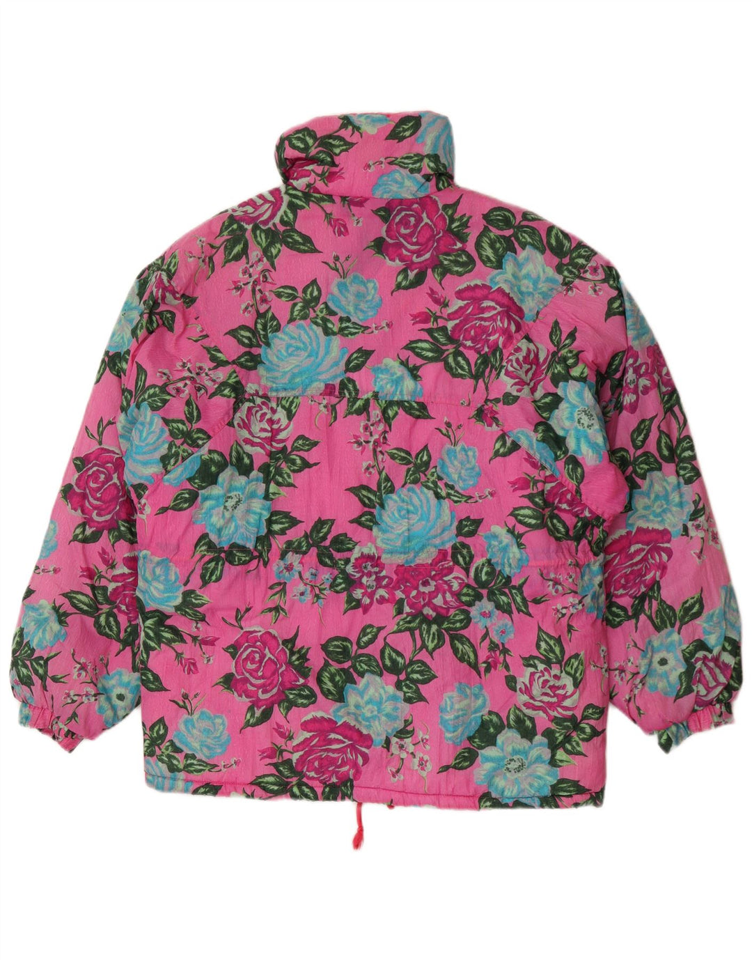 Giacca Imbottita Donna Cacao IT 46 Large Rosa Floreale Poliammide Retro