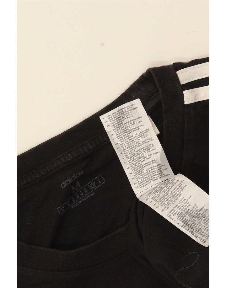 T-shirt Adidas da uomo Top media in cotone nero