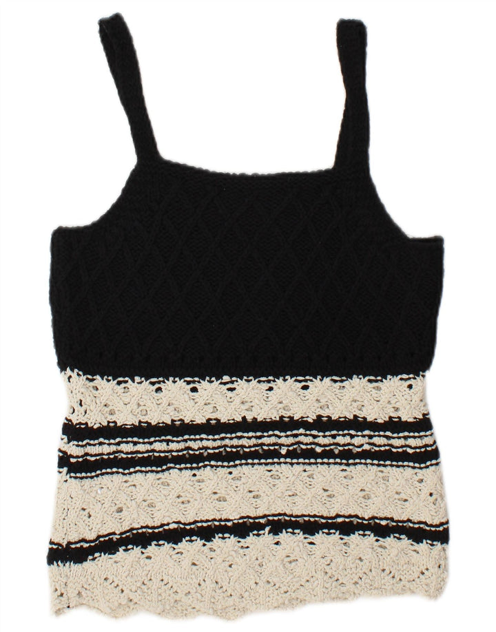 Top Zara da donna in maglia lavorato a maglia UK 12 cotone color block medio nero