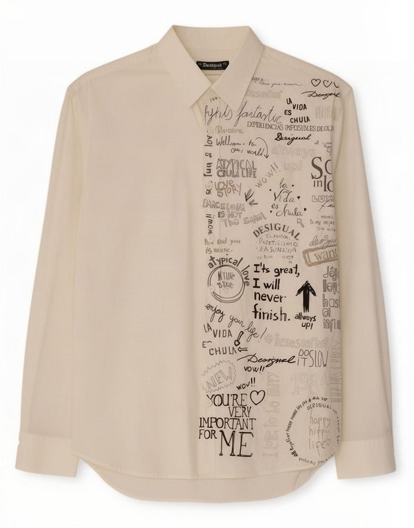 Camicia grafica da uomo Desigual XL bianca