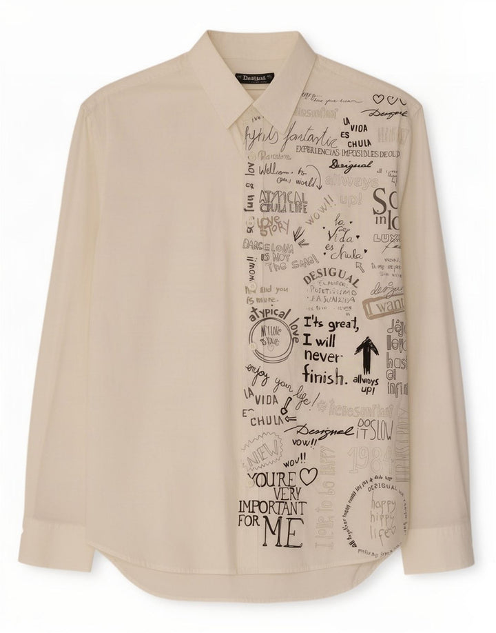 Camicia grafica da uomo Desigual XL bianca