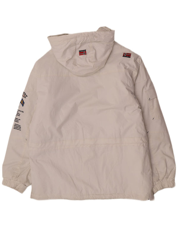 Giacca anorak grafica da uomo con cappuccio Geographical Norvegia UK 42 XL bianca