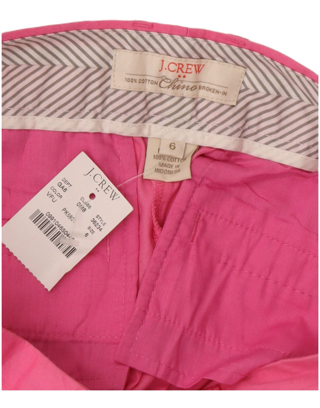 Pantaloncini chino da donna J. CREW US 6 medi W32 cotone rosa