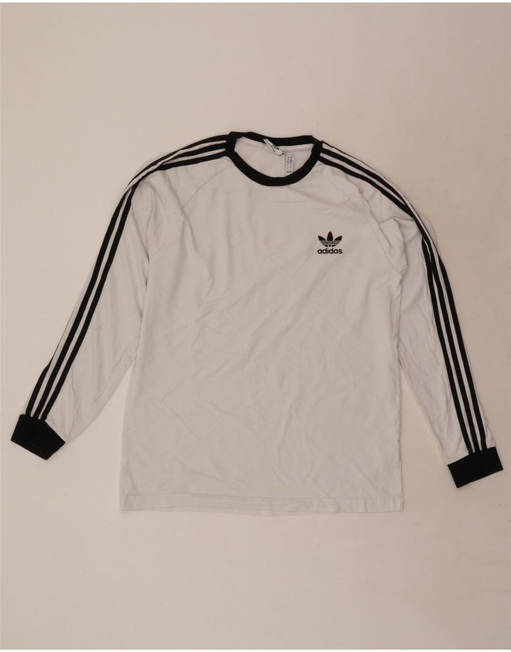 Top Adidas da uomo a manica lunga grande in cotone bianco