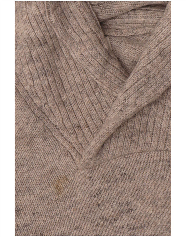 Maglione da uomo Marks & Spencer con collo a scialle, grande lana d'agnello screziata grigia