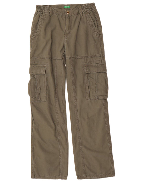 Pantaloni cargo larghi da bambino Benetton 11-12 anni 2XL W28 L31 cotone kaki