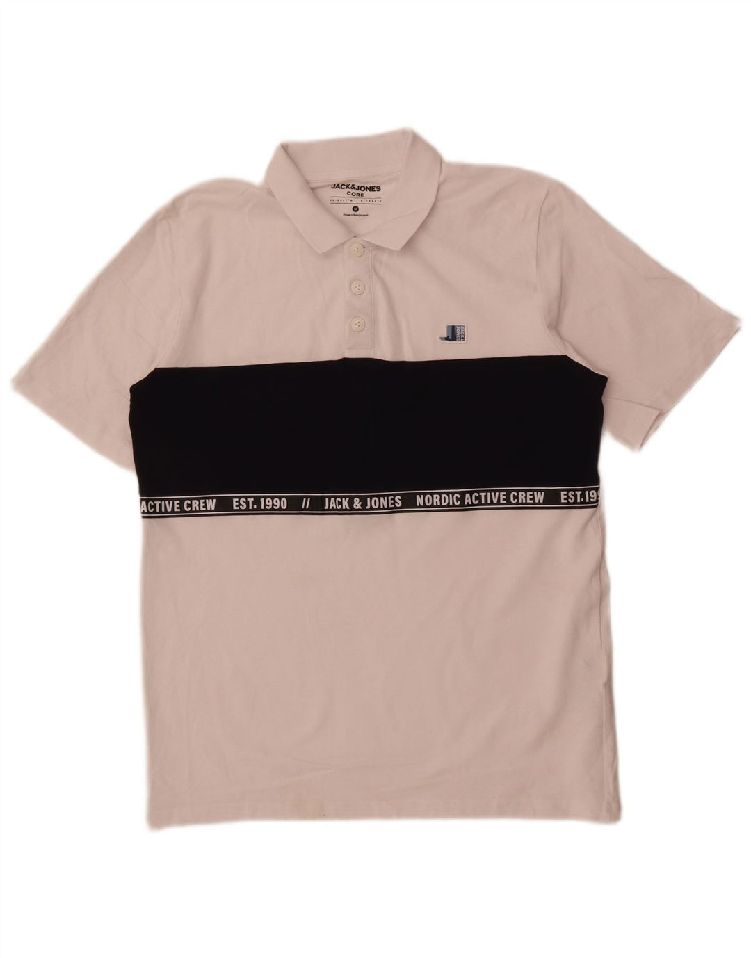 Polo grafica da uomo Jack & Jones in cotone color block bianco medio