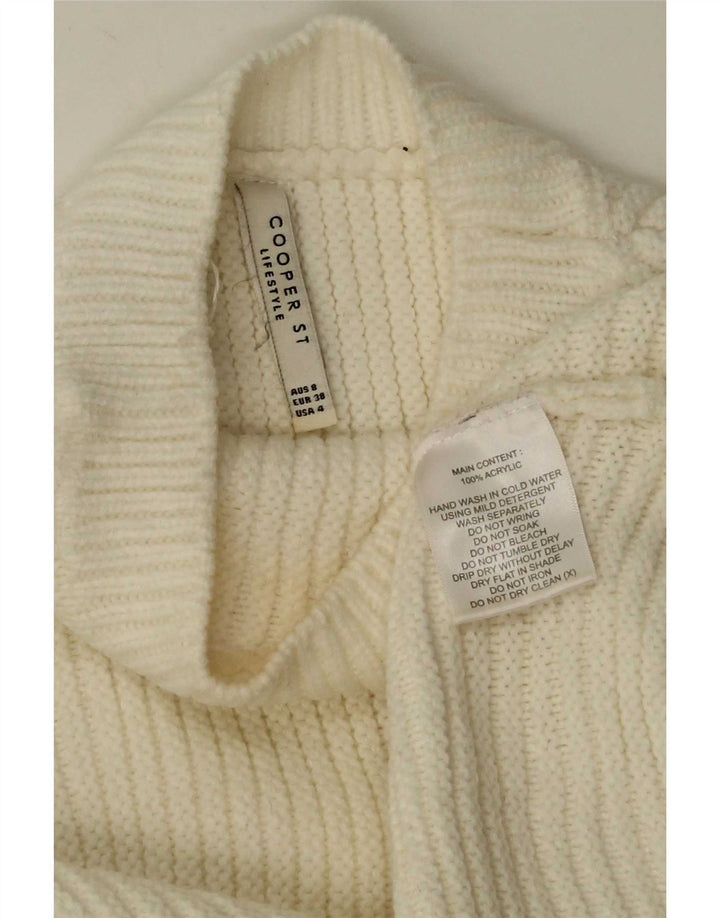 Maglione da donna Cooper con collo alto e maniche a 3/4 UK 8 piccolo bianco