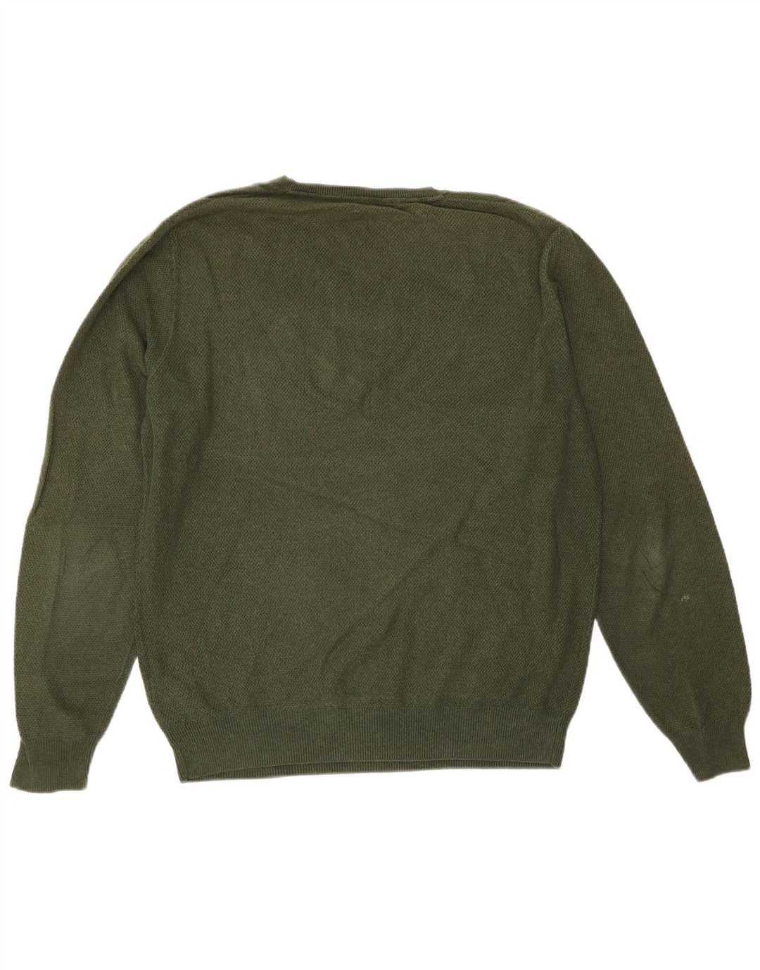 Massimo Dutti Maglione da uomo con scollo a V grande cotone verde