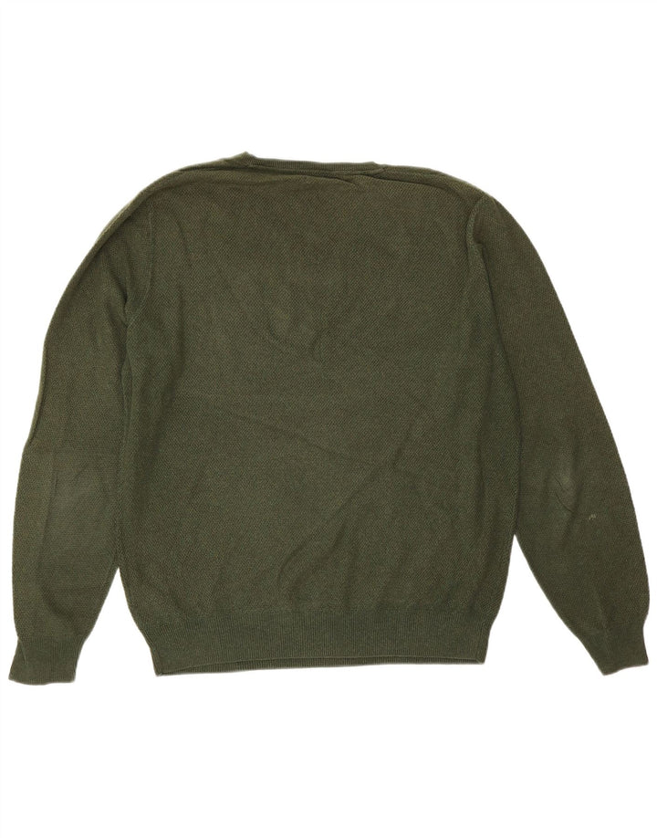 Massimo Dutti Maglione da uomo con scollo a V grande cotone verde