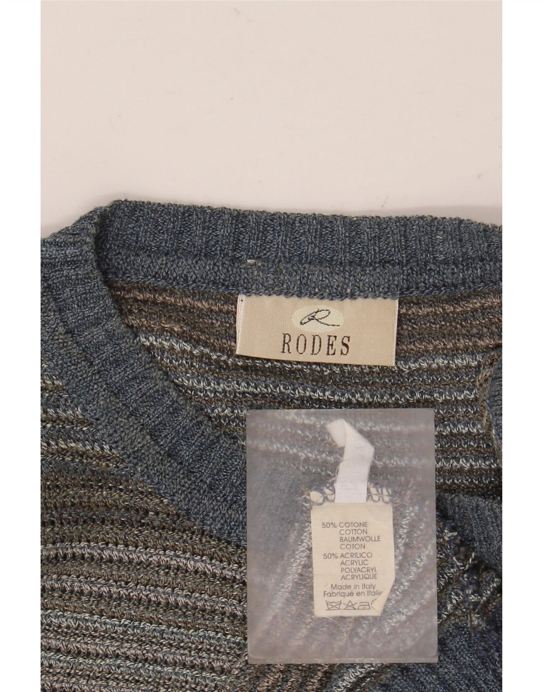 Maglione maglione girocollo da uomo RODES 2XL cotone a righe multicolore