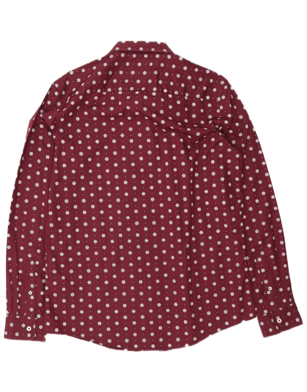 Crew Clothing Camicia slim fit da uomo in cotone floreale bordeaux medio