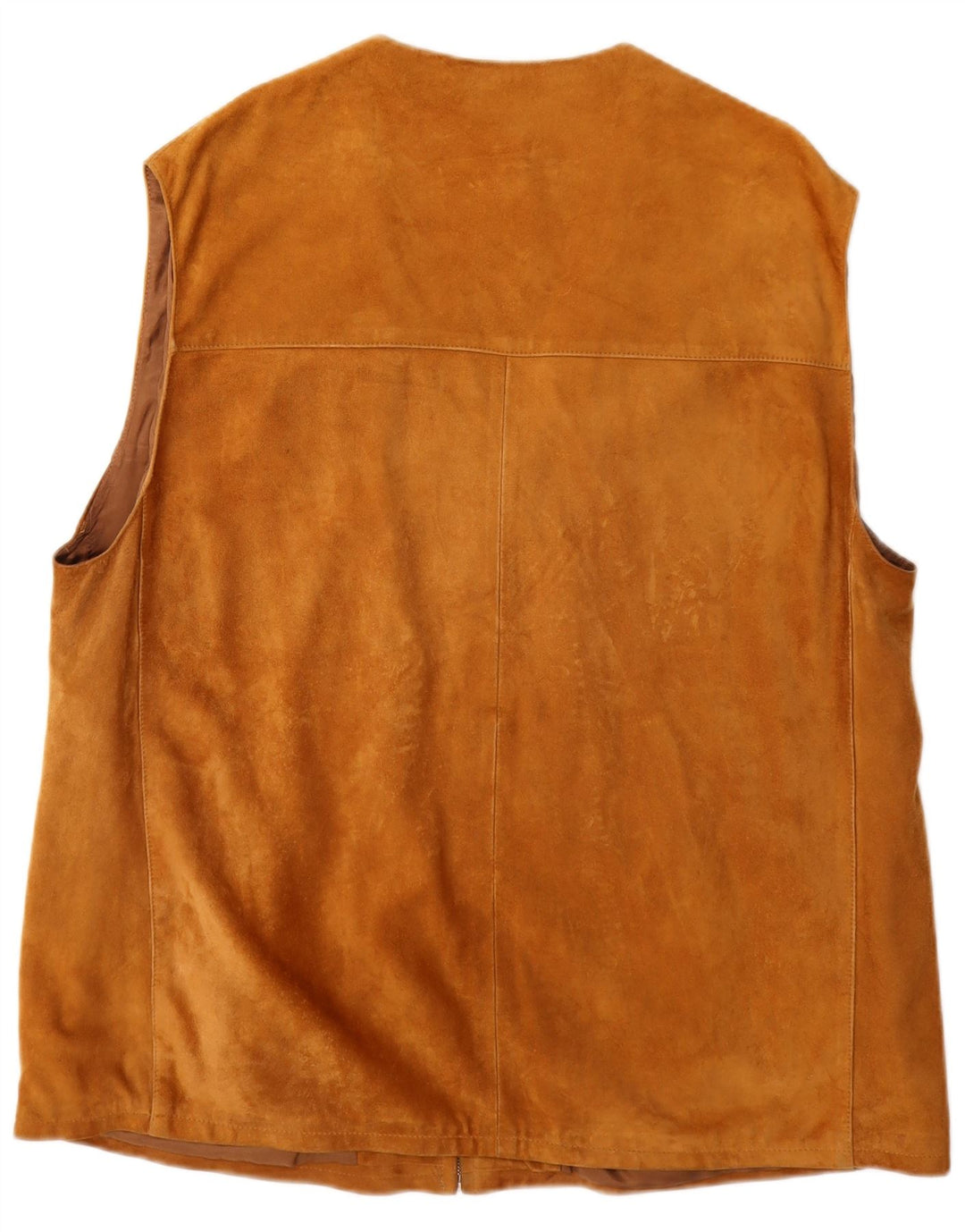Gilet vintage da uomo in pelle scamosciata UK 40 grande marrone