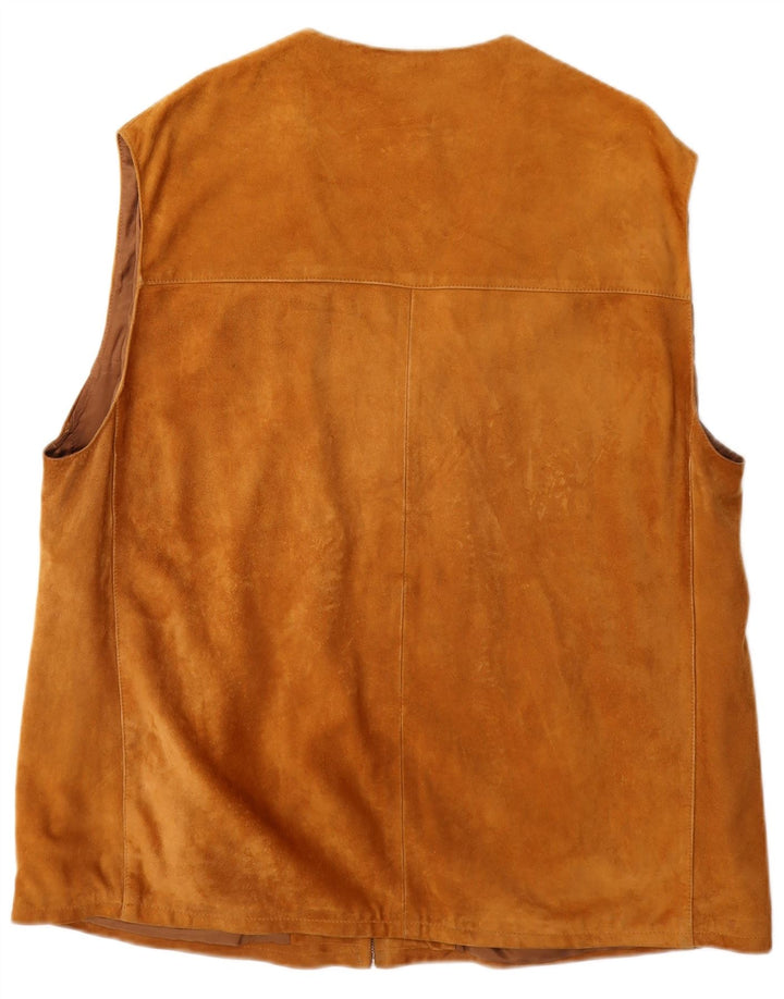 Gilet vintage da uomo in pelle scamosciata UK 40 grande marrone
