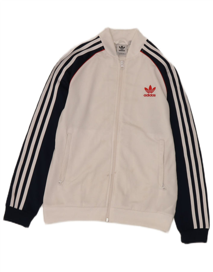 Giacca da tuta da ragazzo Adidas 11-12 anni in poliestere color block bianco