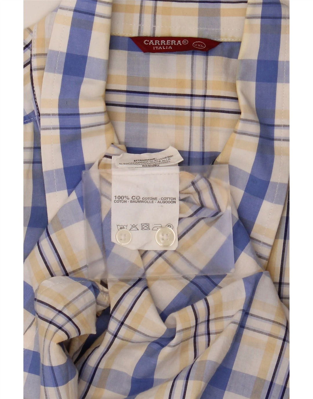 Camicia a maniche corte da uomo Carrera 2XL cotone a quadri bianchi