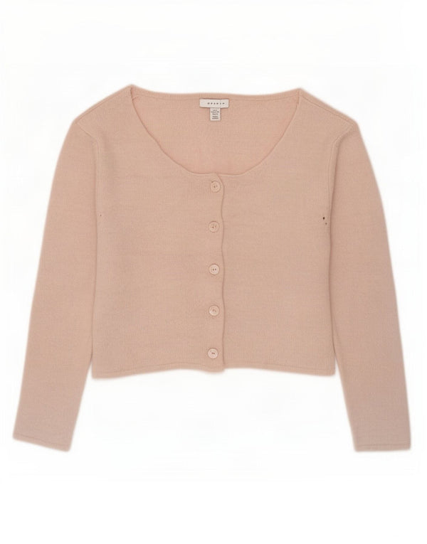 Maglione cardigan corto da donna Topshop UK 14 Acrilico rosa medio