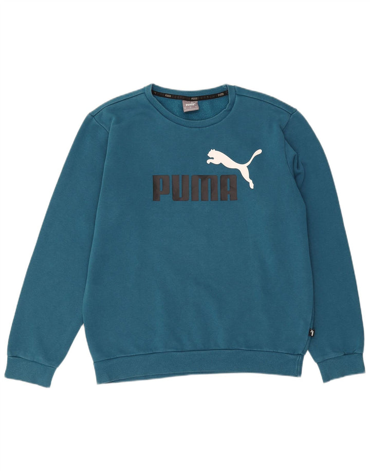 Felpa grafica da uomo Puma Maglione blu medio in cotone