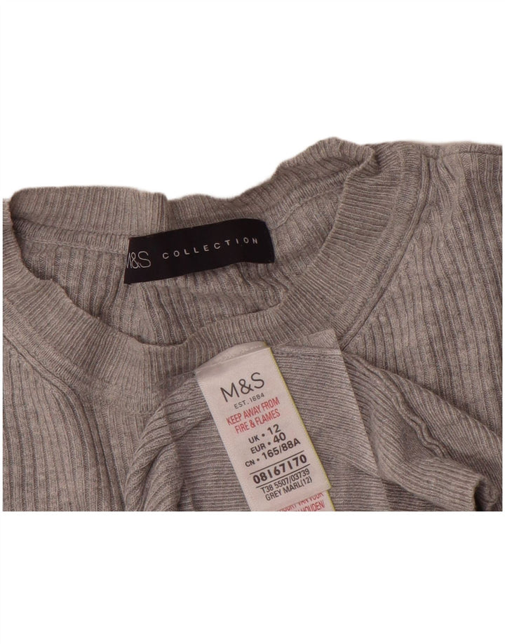 Maglione maglione girocollo da donna Marks & Spencer UK 12 Viscosa grigio medio