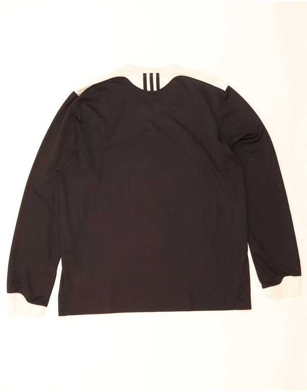Adidas Uomo Climalite Top Manica Lunga Grande Nero Colourblock Poliestere