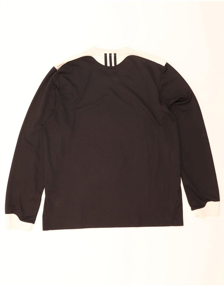 Adidas Uomo Climalite Top Manica Lunga Grande Nero Colourblock Poliestere
