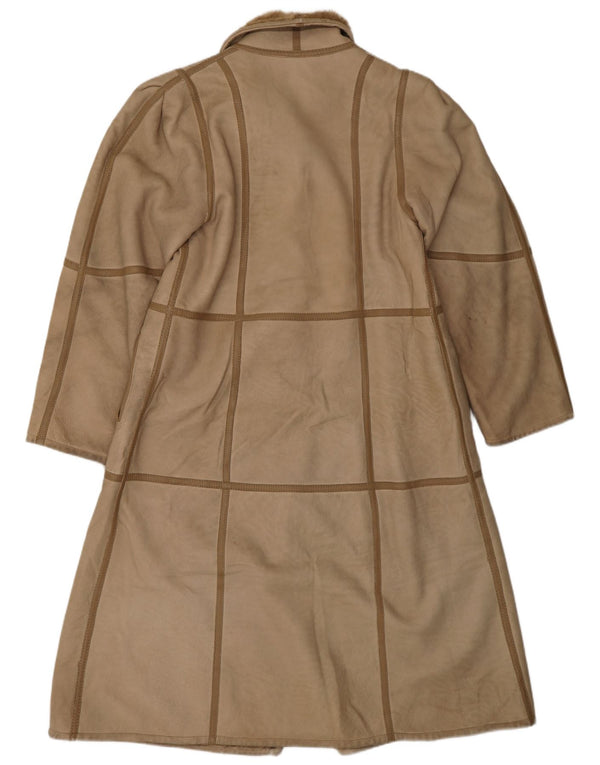 Cappotto in shearling da donna VINTAGE UK 10 piccolo beige