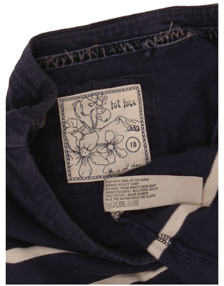 FAT FACE Top da donna a maniche lunghe UK 18 XL Cotone a righe blu navy