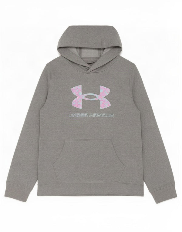 Felpa con cappuccio grafica per ragazze Under Armour 11-12 anni, cotone grigio grande