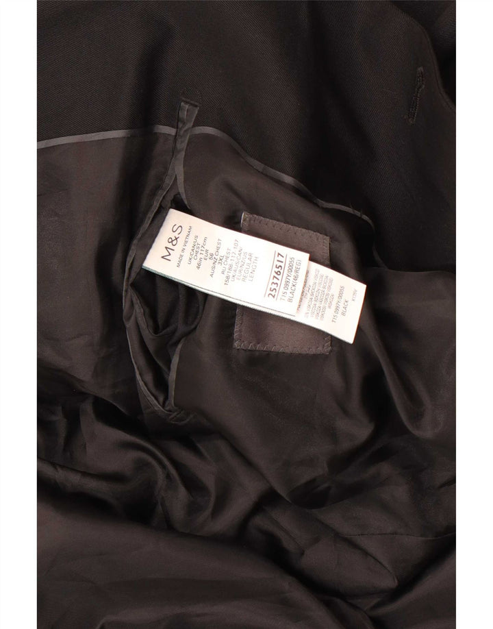 Giacca blazer a 2 bottoni da uomo Marks & Spencer UK 46 XL poliestere nero