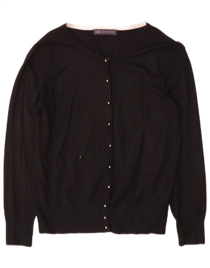 Maglione cardigan da donna Marks & Spencer UK 14 Viscosa nera media