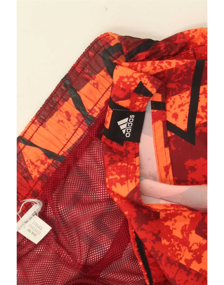Pantaloncini da bagno Adidas da uomo rosso medio geometrico