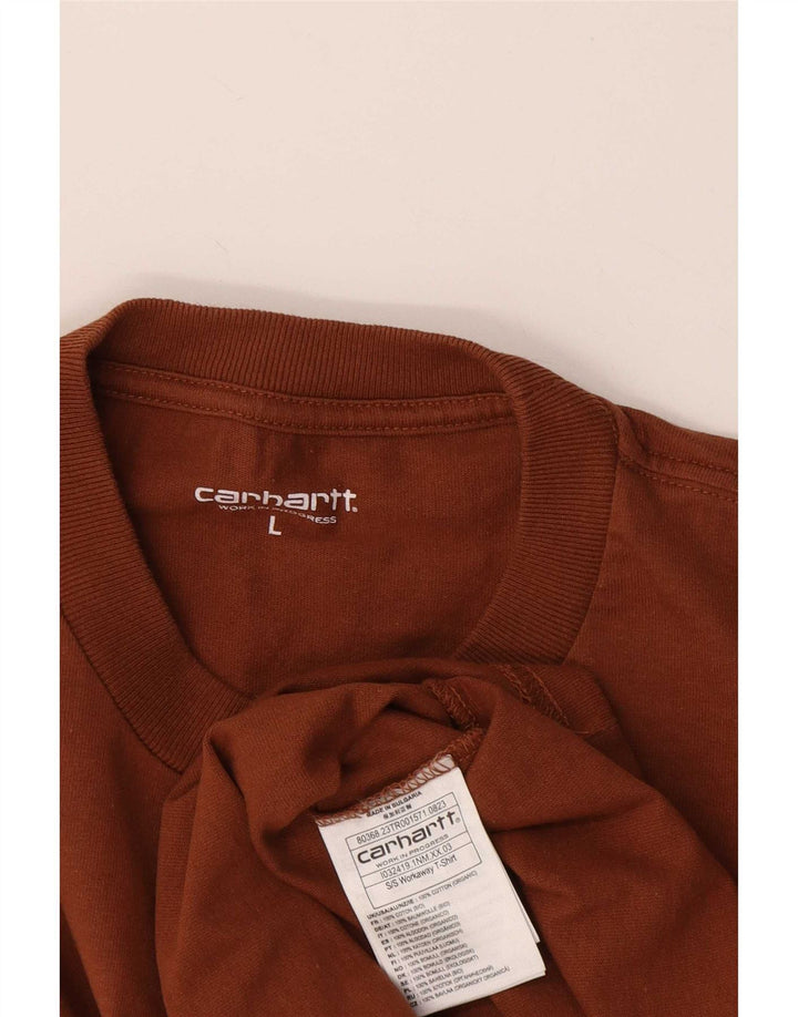 T-shirt grafica da uomo Carhartt Top grande in cotone marrone