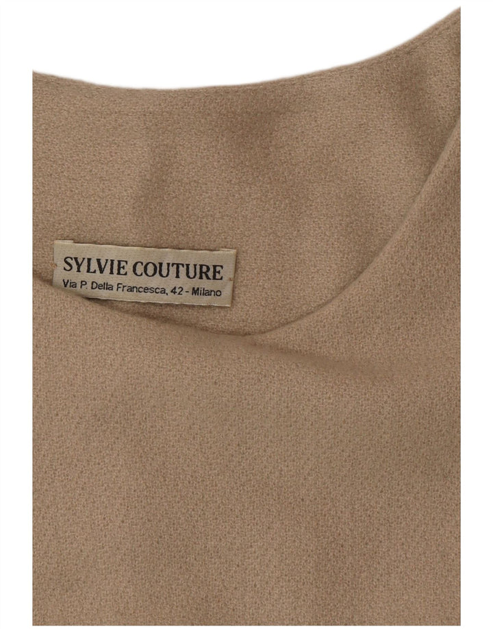 Abito a trapezio vintage da donna a maniche lunghe EU 42 grande beige