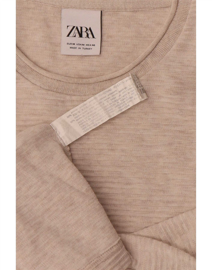 Top Zara da uomo a maniche lunghe in poliestere beige medio