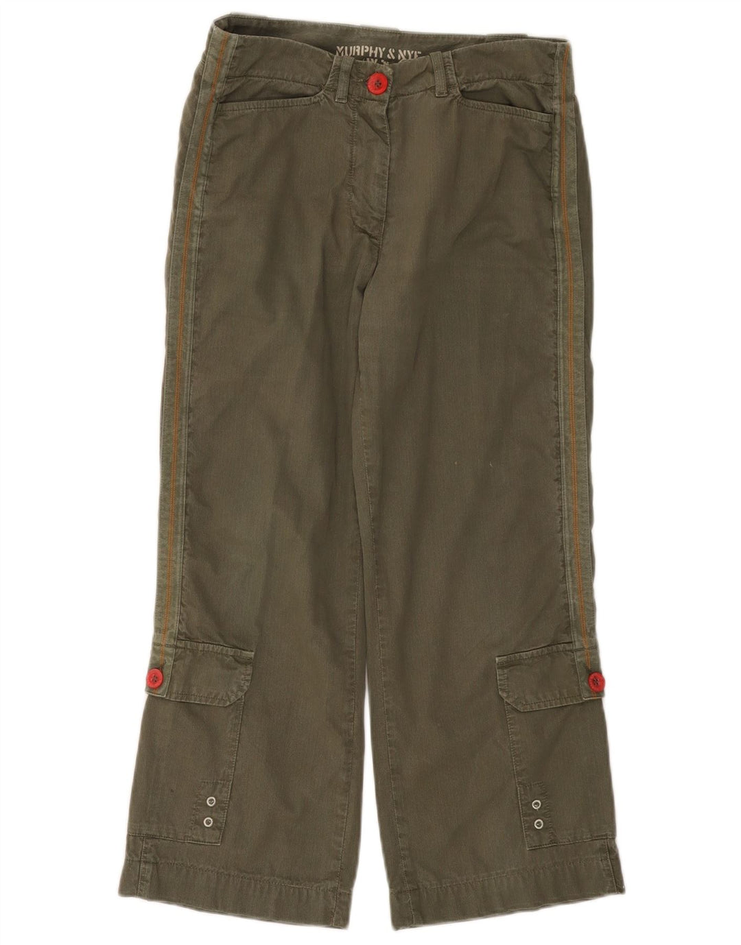 Pantaloni dritti da donna in velluto a coste MURPHY & NYE W28 L23 cotone kaki