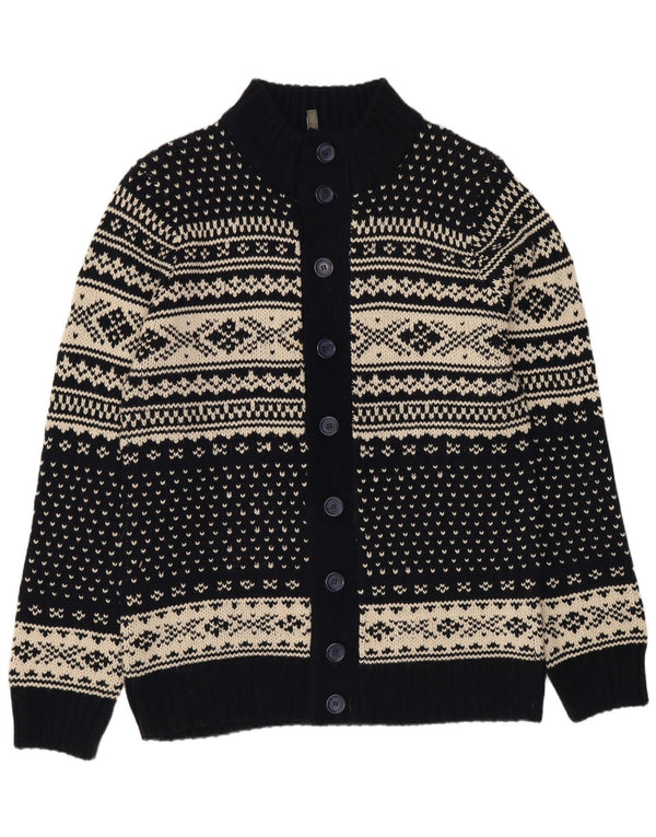 Maglione cardigan da uomo VINTAGE 2XL Acrilico Fair Isle blu navy