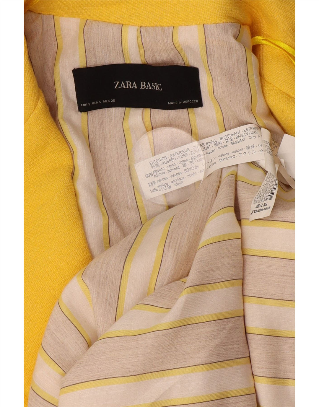 Giacca blazer lunga oversize a 1 bottone da donna Zara UK 10 piccola gialla