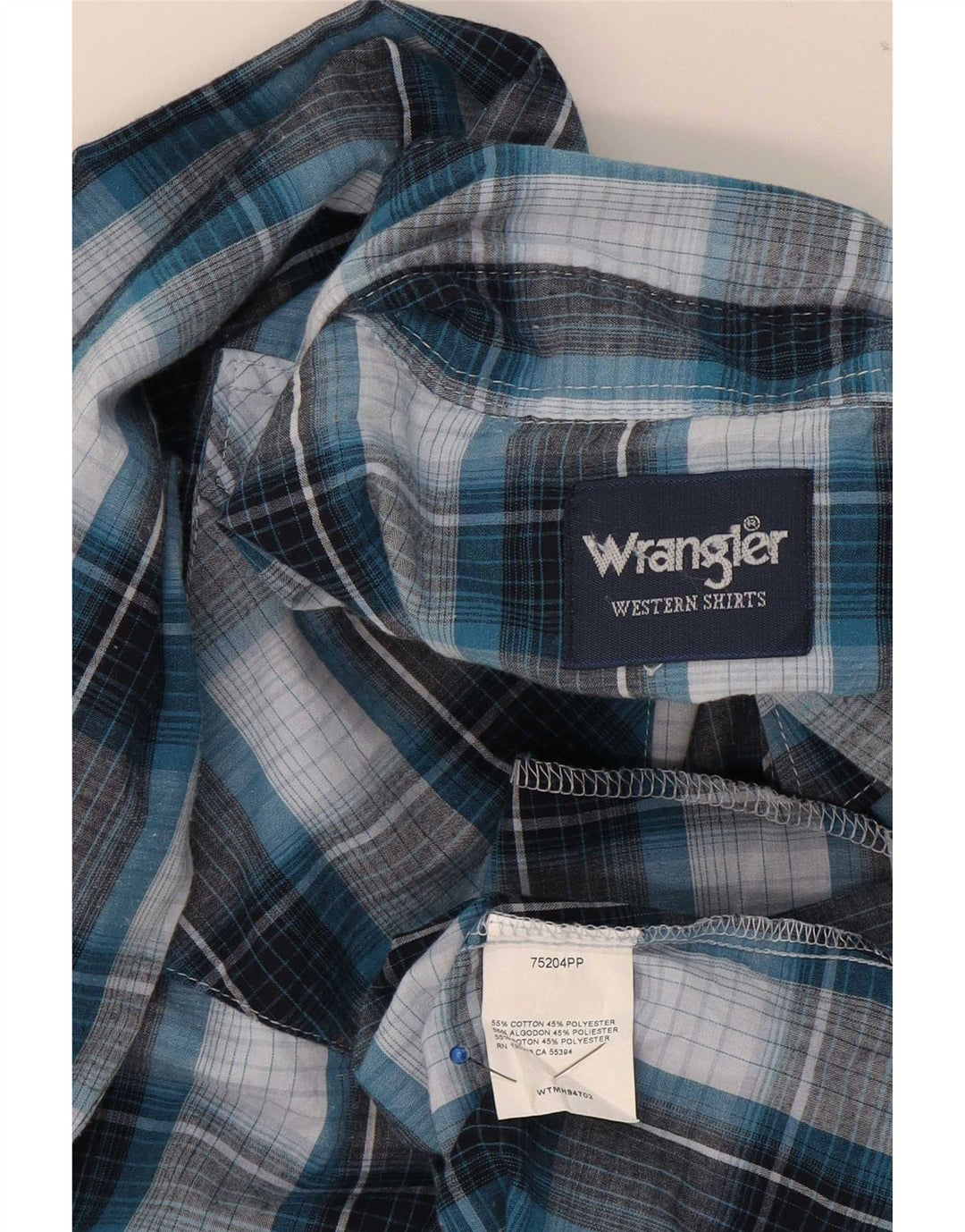 Camicia da uomo Wrangler in cotone a quadri blu medio