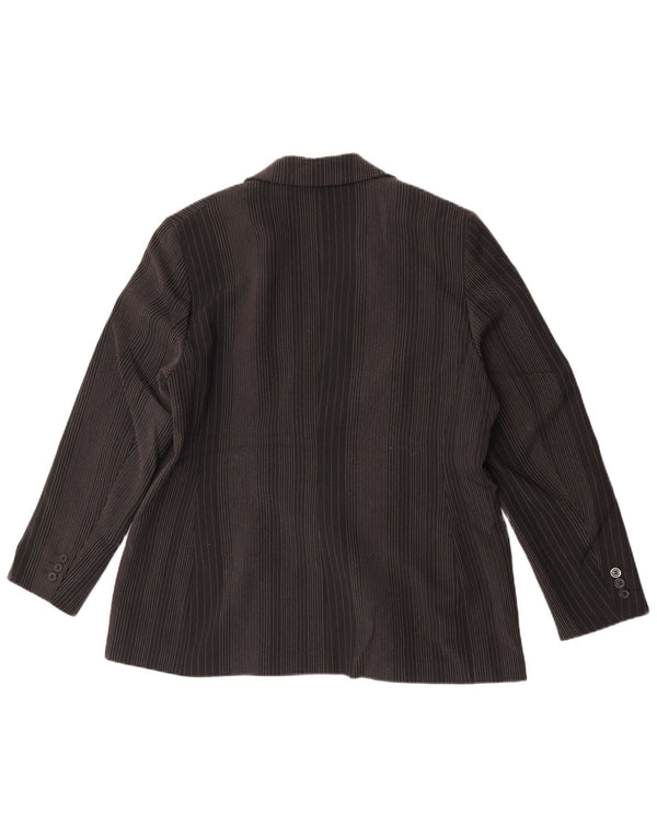 Giacca blazer a 2 bottoni Marks & Spencer da donna UK 14 grande gessato nero