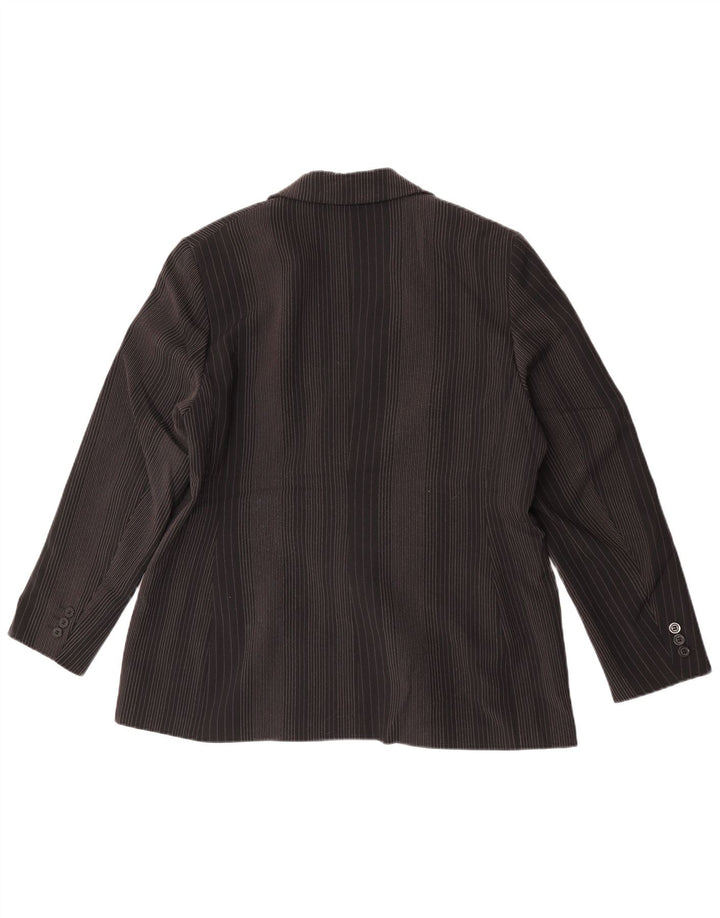 Giacca blazer a 2 bottoni Marks & Spencer da donna UK 14 grande gessato nero