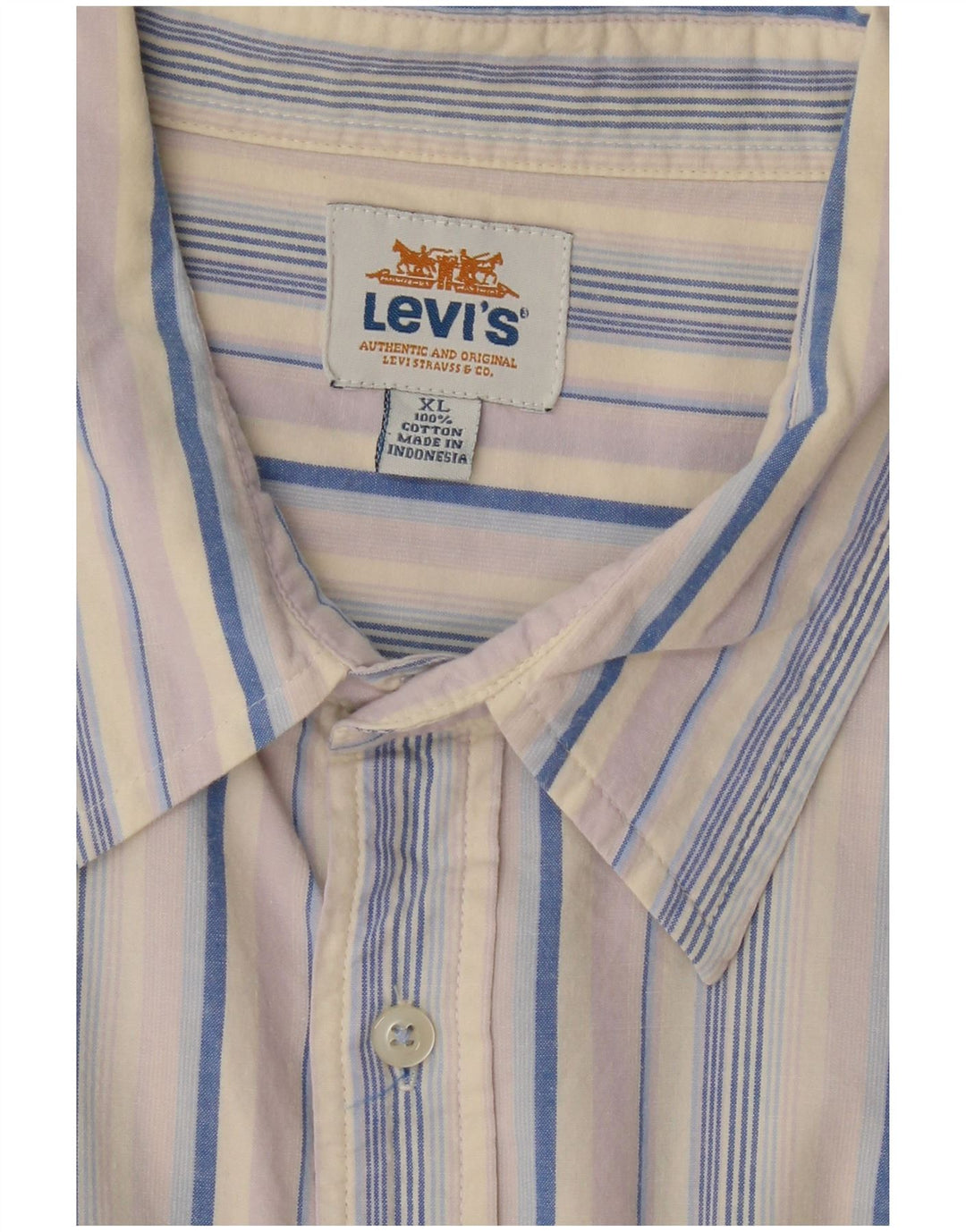 LEVI'S Camicia a maniche corte da uomo XL in cotone a righe multicolore