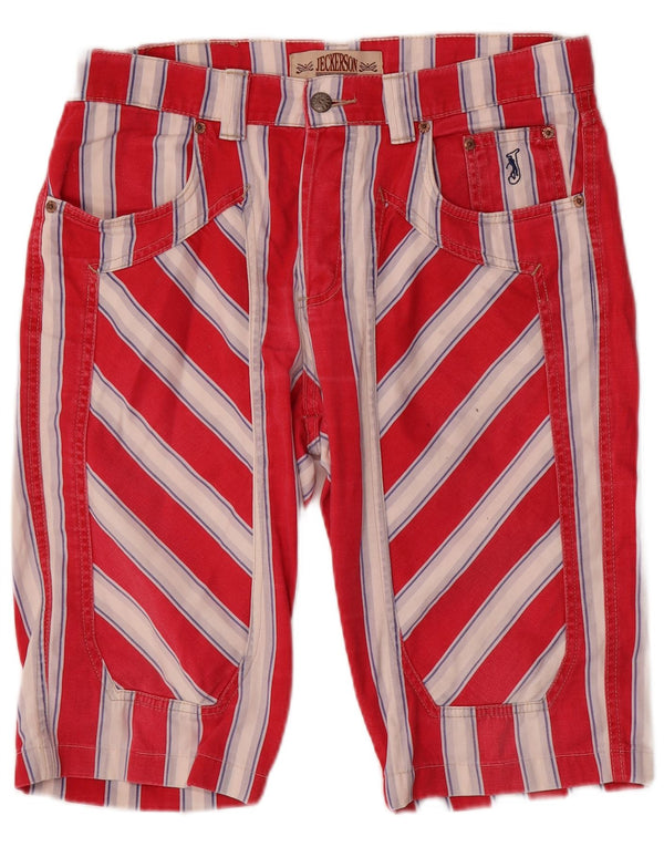 Jeckerson Mens Casual Shorts W34 Large  Red Striped Cotton